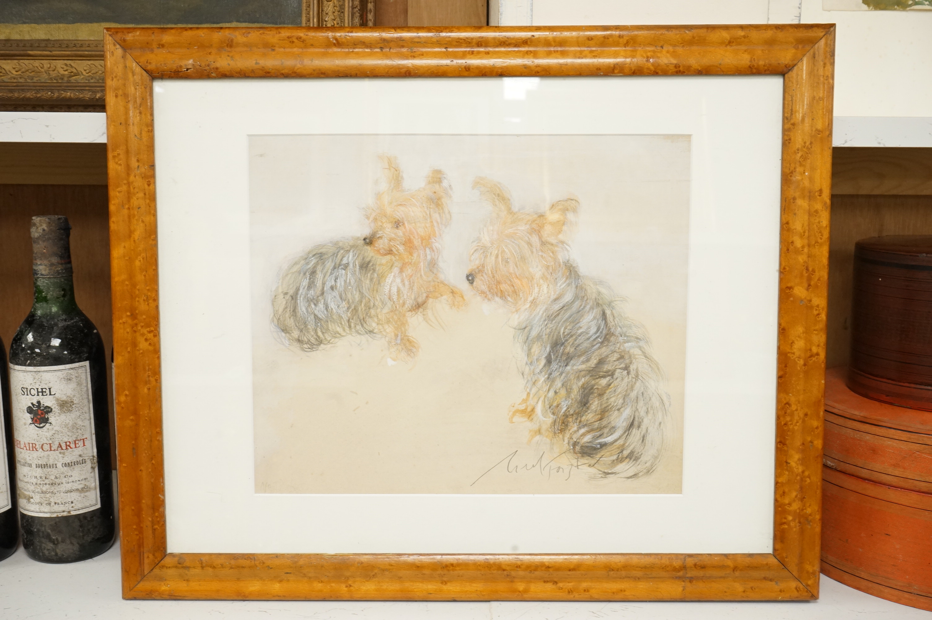 Neil Forster (1939-2016), Study of two Yorkshire terriers, signed, pastel, 27 x 32cm